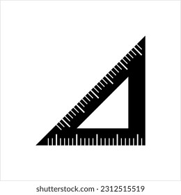 Triangular Ruler Icon, Straightedge At A Right Angle, Engineering, Technical Drawing Instrument Vector Art Illustration