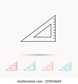 Triangular ruler icon. Straightedge sign. Geometric symbol. Linear icons on white background. Vector