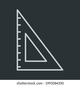 Triangular ruler icon vector on black background