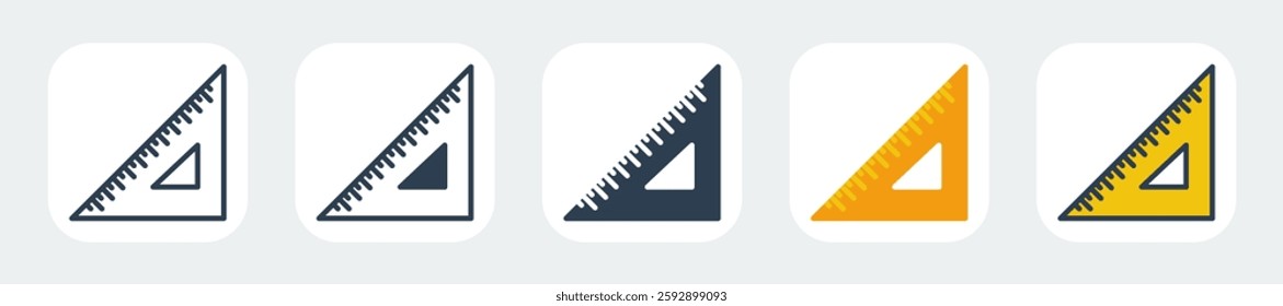 triangular ruler icons with five different styles