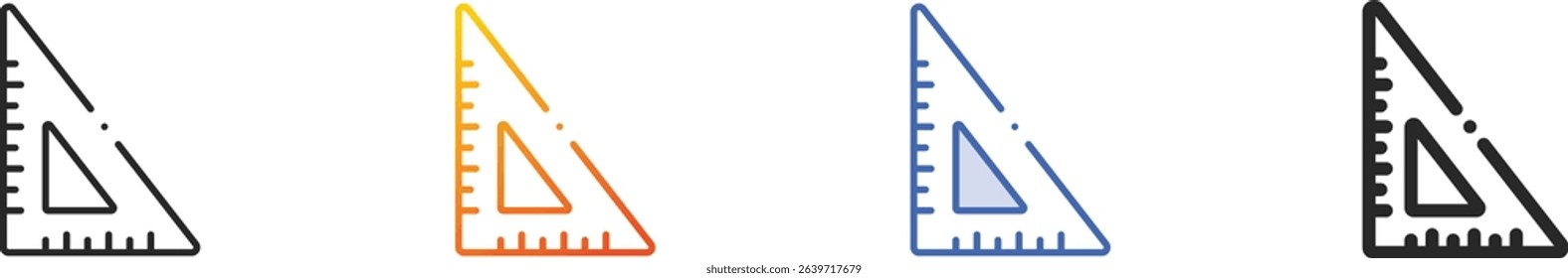 triangular ruler icon.Thin Linear, Gradient, Blue Stroke and bold Style Design Isolated On White Background