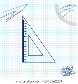 Triangular ruler line sketch icon isolated on white background. Straightedge symbol. Geometric symbol. Vector Illustration