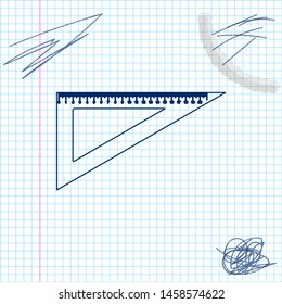 Triangular ruler line sketch icon isolated on white background. Straightedge symbol. Geometric symbol. Vector Illustration