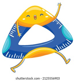 TRIANGULAR RULER mascot in flat cartoon style