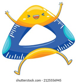 TRIANGULAR RULER mascot in flat cartoon style