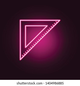 Triangular ruler neon icon. Elements of Sciense set. Simple icon for websites, web design, mobile app, info graphics