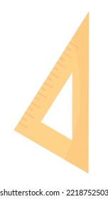 Triangular ruler semi flat color vector object. Tool for drawing and measurement. Editable element. Full sized item on white. Simple cartoon style illustration for web graphic design and animation