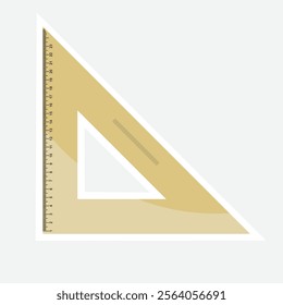 Triangular ruler vector illustration Sticker. Vector sticker of a triangular ruler. Perfect for school and drafting-themed decorations