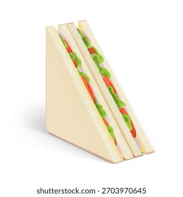 Triangular sandwich mockup. Vector illustration isolated on white background. Half side view. Can be use for template your design, presentation, promo, ad. EPS10.	