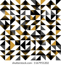 triangular seamless pattern yellow and black on white background. Vector illustration for fashion textile, wrapping, and print.
