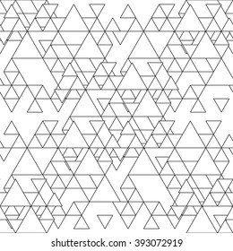 Triangular seamless vector pattern. Abstract black triangles on white background.