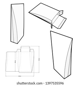 Triangular Self Assembly Packaging and Die-cut Pattern. The .eps file is full scale and fully functional. Prepared for real cardboard production.