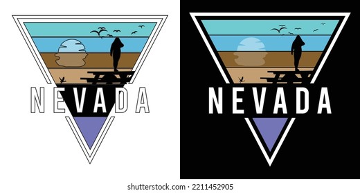 Triangular shape between the tones between purple and light blue sun and birds Nevada