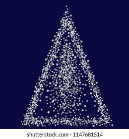 Triangular shape from confetti stars. Isolated gradient stellar elements. Silver metal glitter. Iridescent festive  celebration vector  template