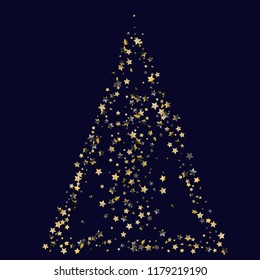 Triangular shape from confetti stars. Isolated gradient celestial elements. Platinum chrome metal shine. Festive iridescent holographic shine effect vector template.