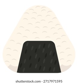 Bola de arroz onigiri japonês em forma de triangular com uma faixa de alga marinha nori escura