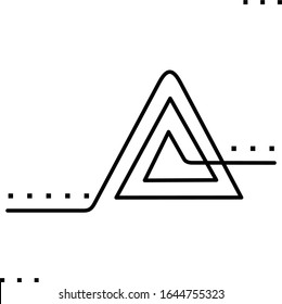 Triangular shaped spiral and dots line art icon