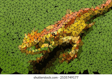 Triangular shapes converge to form symmetry picturing lizard