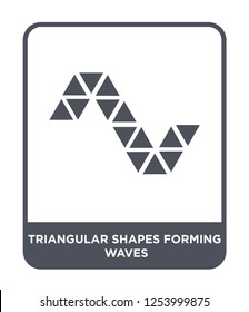 triangular shapes forming waves icon vector on white background, triangular shapes forming waves trendy filled icons from Geometric figure collection