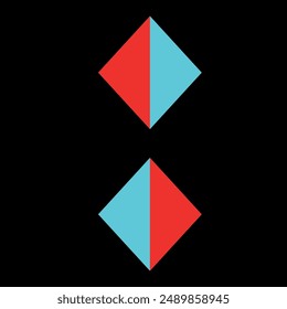 triangular shapes in red and blue