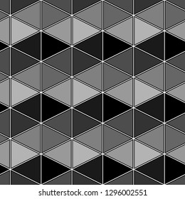 Triangular shapes wallpaper.Figures background.Triangles ornament. Geometric backdrop. Seamless pattern. Polygons motif. Digital paper, textile print, web design, abstract. Vector.