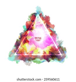 Triangular sign of colored spots.  Abstract vector background 