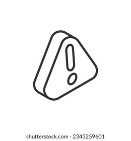 Triangular sign with an exclamation mark, linear icon. Line with editable stroke. Isometric