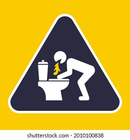 signo triangular para vomitar en el baño. ilustración vectorial plana.