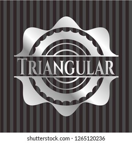 Triangular silvery shiny emblem