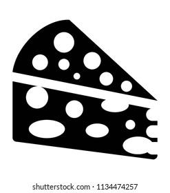 
Triangular slice with holes, icon for cheese slice 
