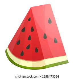 Triangular slice watermelon icon. Cartoon of triangular slice watermelon vector icon for web design isolated on white background