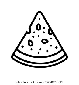 triangular slice watermelon line icon vector. triangular slice watermelon sign. isolated contour symbol black illustration
