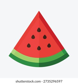Triangular Slice of Watermelon with Seeds and Green Rind on White Background fruit triangle