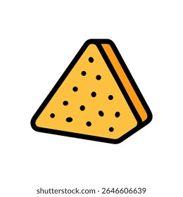 Triangular snack chip with spots. Icon Symbol Illustration