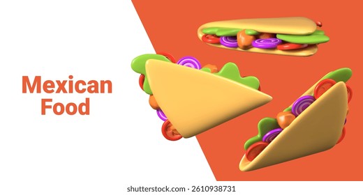 Triangular snack, tortilla with vegetable and meat filling, quesadilla
