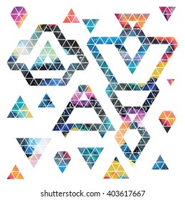 Triangular space design. Abstract watercolor elements. Vector illustration. Elegant stylish design.