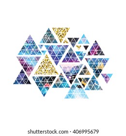 Triangular space design. Abstract watercolor ornament. Vector illustration. Elegant stylish design.