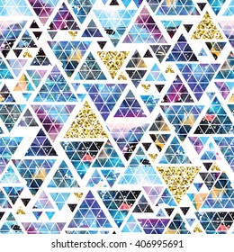 Triangular space design. Abstract watercolor ornament. Vector illustration. Elegant stylish design.