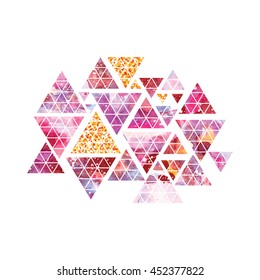 Triangular space design. Abstract watercolor ornament. Vector illustration. Elegant stylish design.