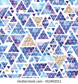Triangular space design. Abstract watercolor ornament. Vector illustration. Elegant stylish design.