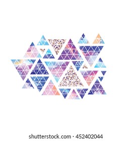Triangular space design. Abstract watercolor ornament. Vector illustration. Elegant stylish design.