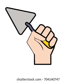 triangular spatula equipment service industry repair in the hand