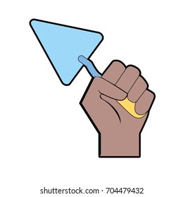 triangular spatula equipment service industry repair in the hand