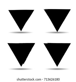 Triangular Stamps Collection. Grunge Triangles, Banners, Insignias ,Frames , Logos, Icons, Labels and Badges Set .  Retro Frames for Emblems.Geometric Shapes with Texture. Transparent Background.