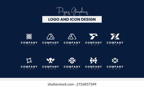 Pacote de design de logotipo de empresa estrela triangular