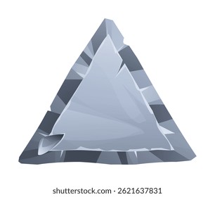 Triangular stone board with sharp edges and rough surface. Stone element for game and web. Ui or gui design element. Vector cartoon illustration