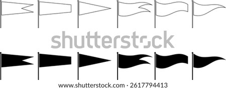 Triangular Tapering Triangular swallowtail pennant icon set