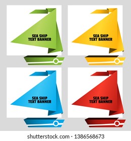 Triangular text banner like a nautical sailing boat. Origami dialogue banner for your message. Special offer. Discount tag, badge, emblem. Web stickers. Template for catalog with space for text