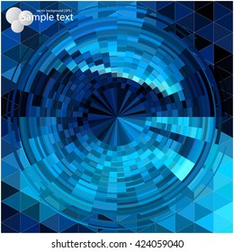 Triangular texture. Geometric shapes in bright colors. Colorful background for booklet covers, brochures. Mosaic circles of geometric pieces. Layout design of triangles.