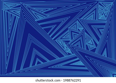 Ilustración triangular de la línea de baldosas en un fondo azul